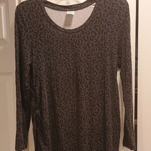 Time and Tru Animal Print Long Sleeve Dress - Black and Gray Maternity